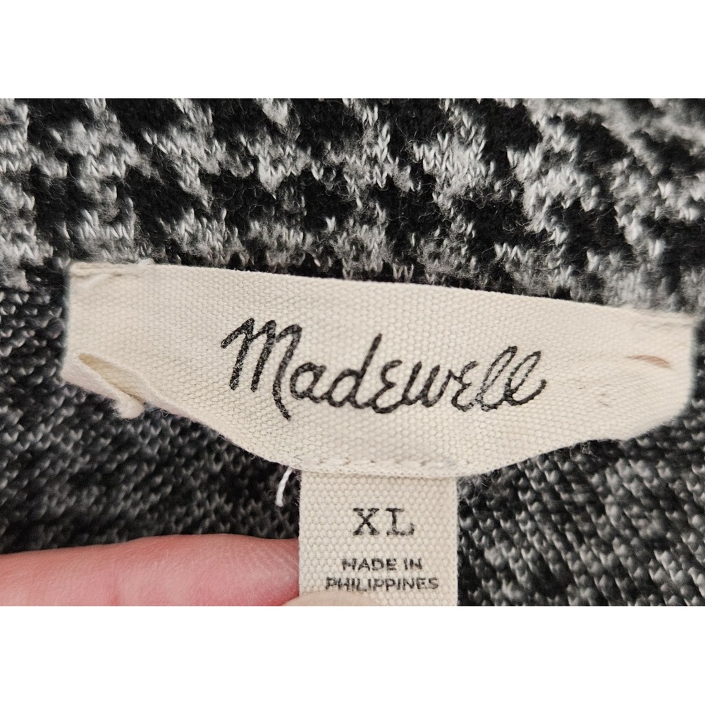 Madewell Houndstooth Blazer Womens XL Black White Double Breasted Knit Jacket - Picture 10 of 11